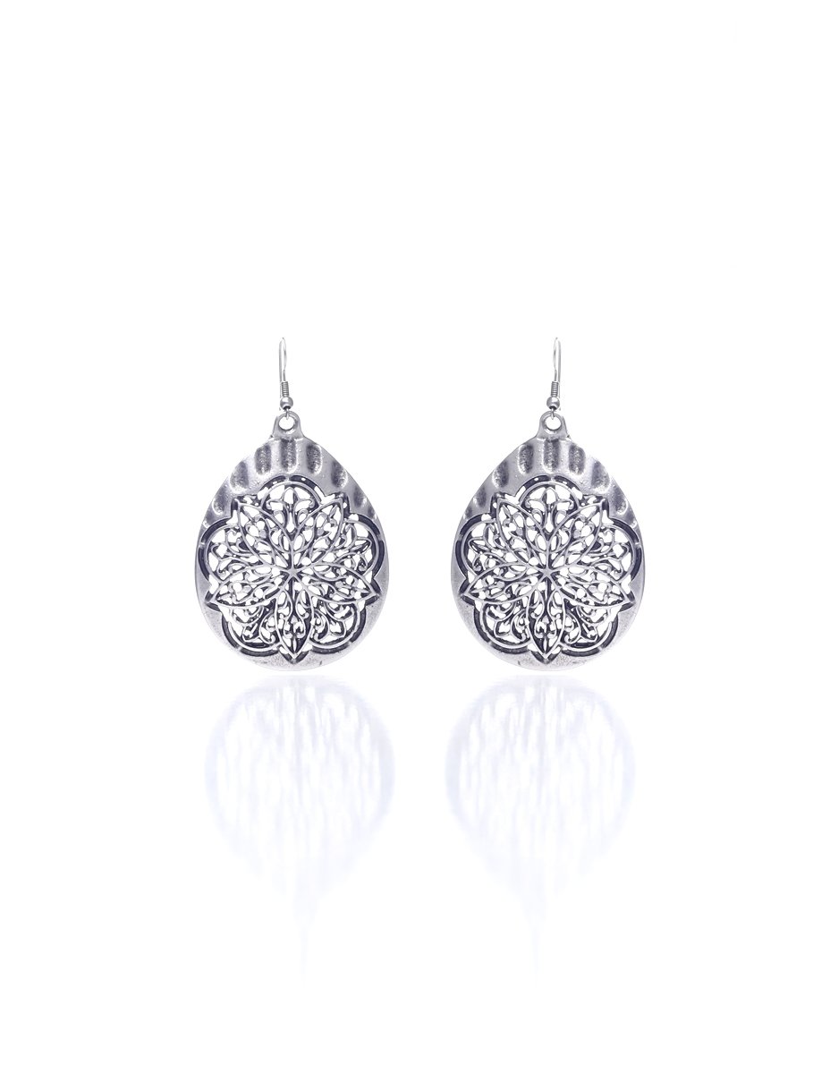 Antique Silver Plated Fligree Earrings