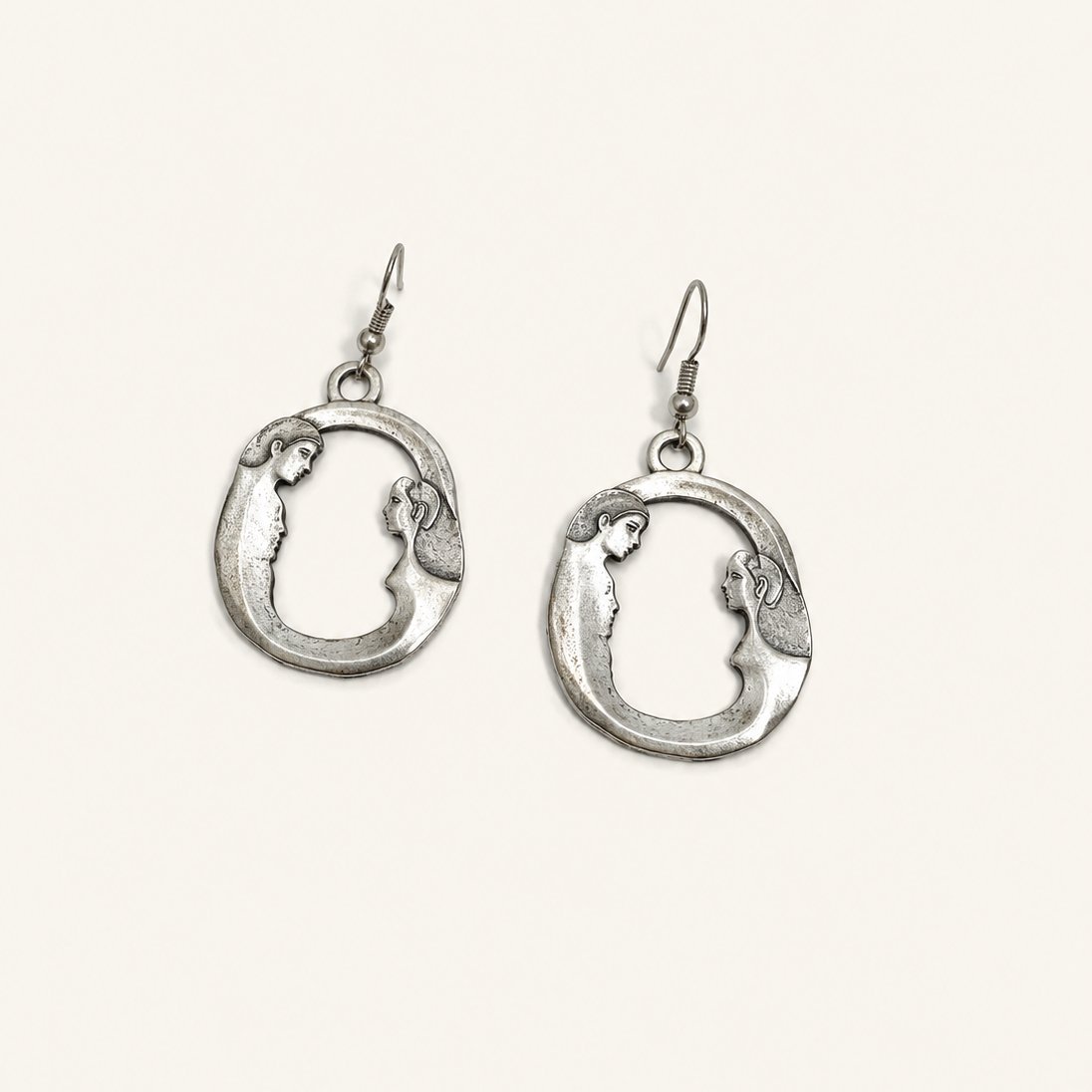 Antique Silver Plated Love Earrings