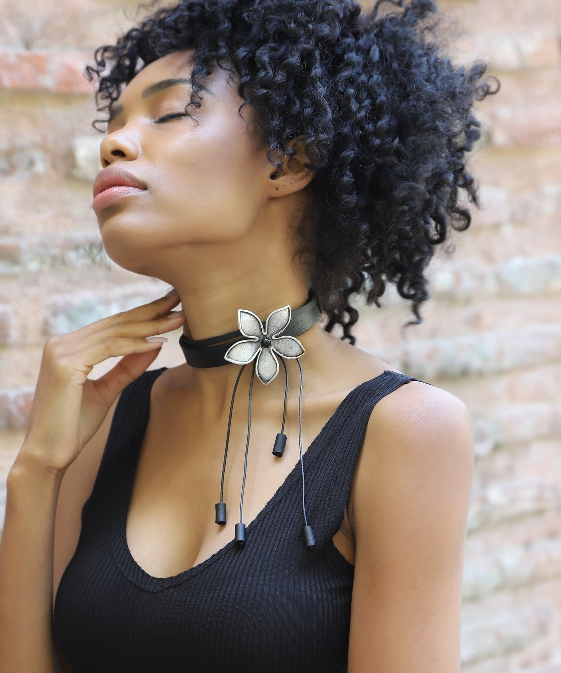 Antique silver plated Flower Design Chocker Necklace